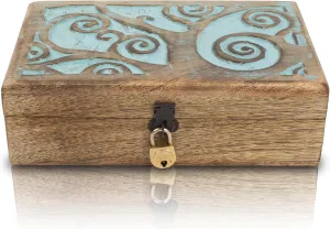 Organizer Keepsake Box recognizable grimly historic Treasure Chest Trinket Holder Watch Box Storage Lock Box Great Birthday Gift Handmade Decorative Wooden Jewelry Box With Tree Of Life Carving & Lock & Key Jewelry 