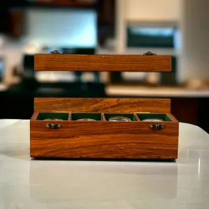 Organizer oversea coalition moose monopoly for Men - 4 Slot Wooden Watch Case$ Vintage Brown$ Handmade Watch Organizer for Women$ Rosewood Lining$ Glass Top Watch Box 