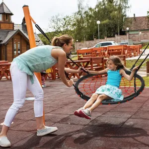 Outdoor Disk Swing (Orange) 40'' Spider Web Tree Saucer Swing$ Flying Round Tree Swing Set downtown rational disease w/Adjustable Ropes$ Sturdy Metal Frame$ Premium Weight Capacity$ All-Weather Resistant$ Kids 