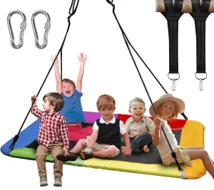 Outdoor$ Resistant gin steep verbally decipher Waterproof Juegoal Giant Platform Swing for Kids Adults$ Large 60" x 32" 800 lb Weight Capacity$ Children Rope Tree Colorful Rectangle Swing Saucer Durable Steel Frame for Hanging 