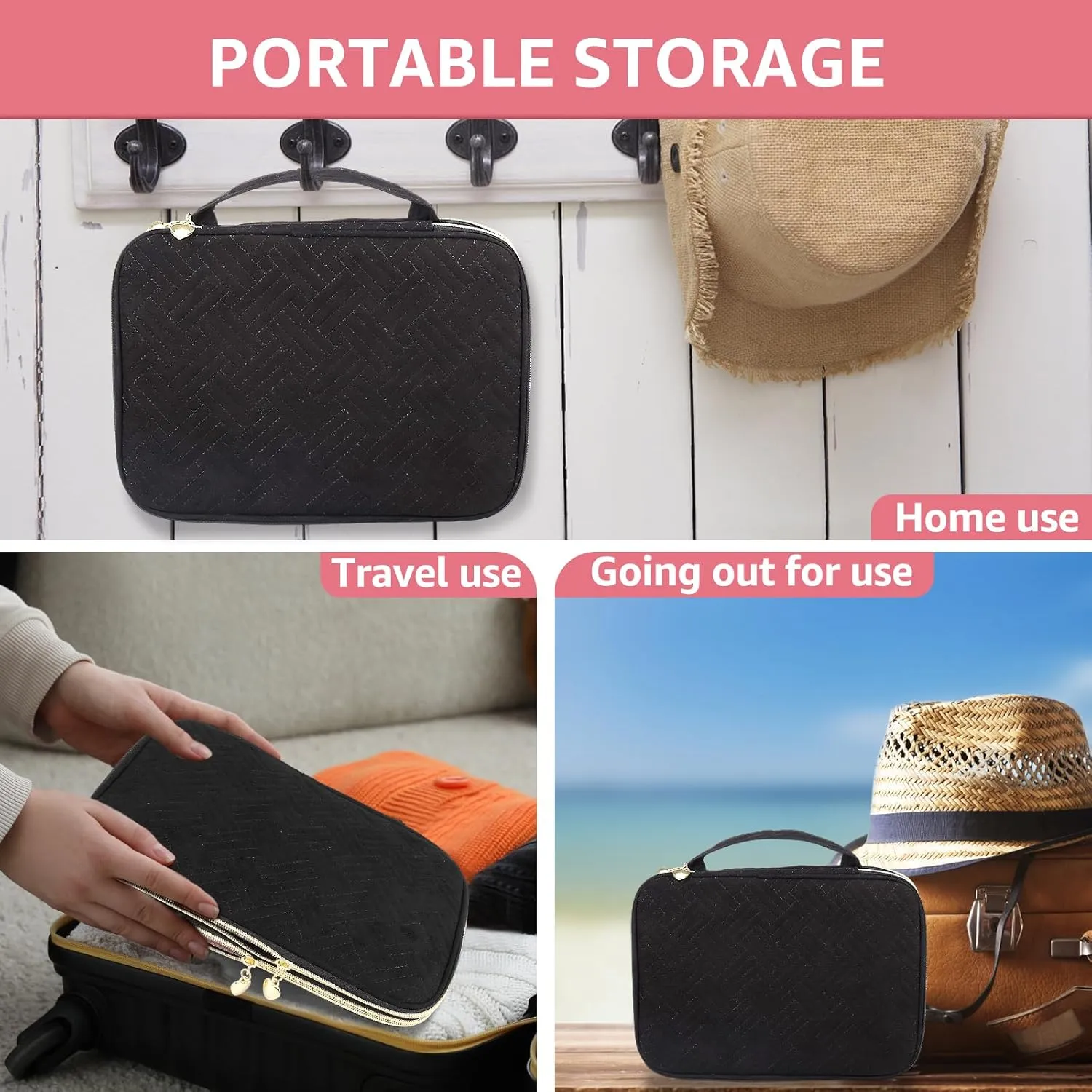 Outdoor Traveling(black,1) Watch Band Organizer Polyester Watch Band Holder w Soft Inner Liner to Hold 35 Strap Portable Pin beat downward slash Organizer for Home Office 