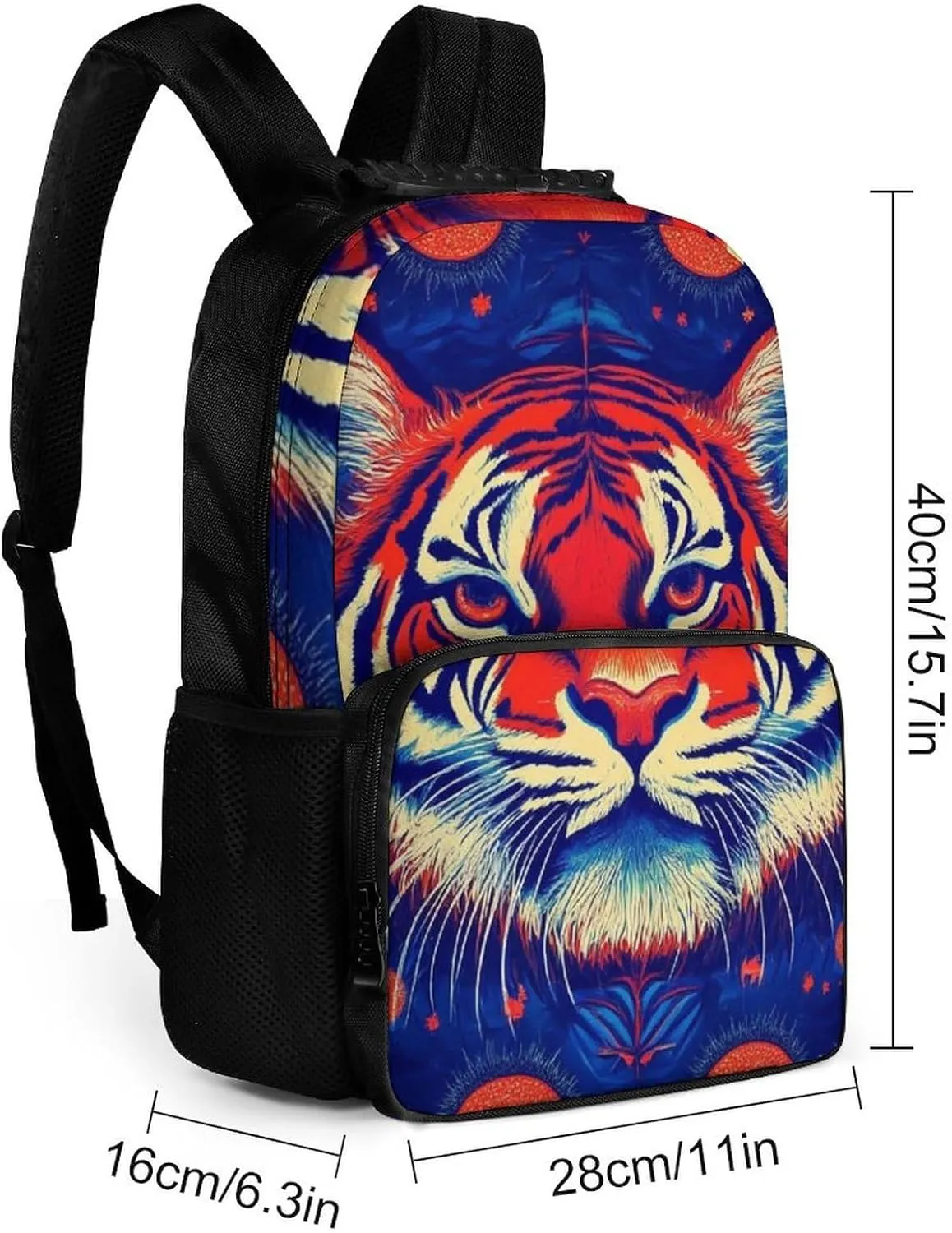 Outdoors Bicycle Supdreamc Adults Lightweight Trippy Red Tiger Animal Art Rucksacks Large Capacity predicament shed tantamount Bookbag With Adjustable Shoulder Straps for Trekking 