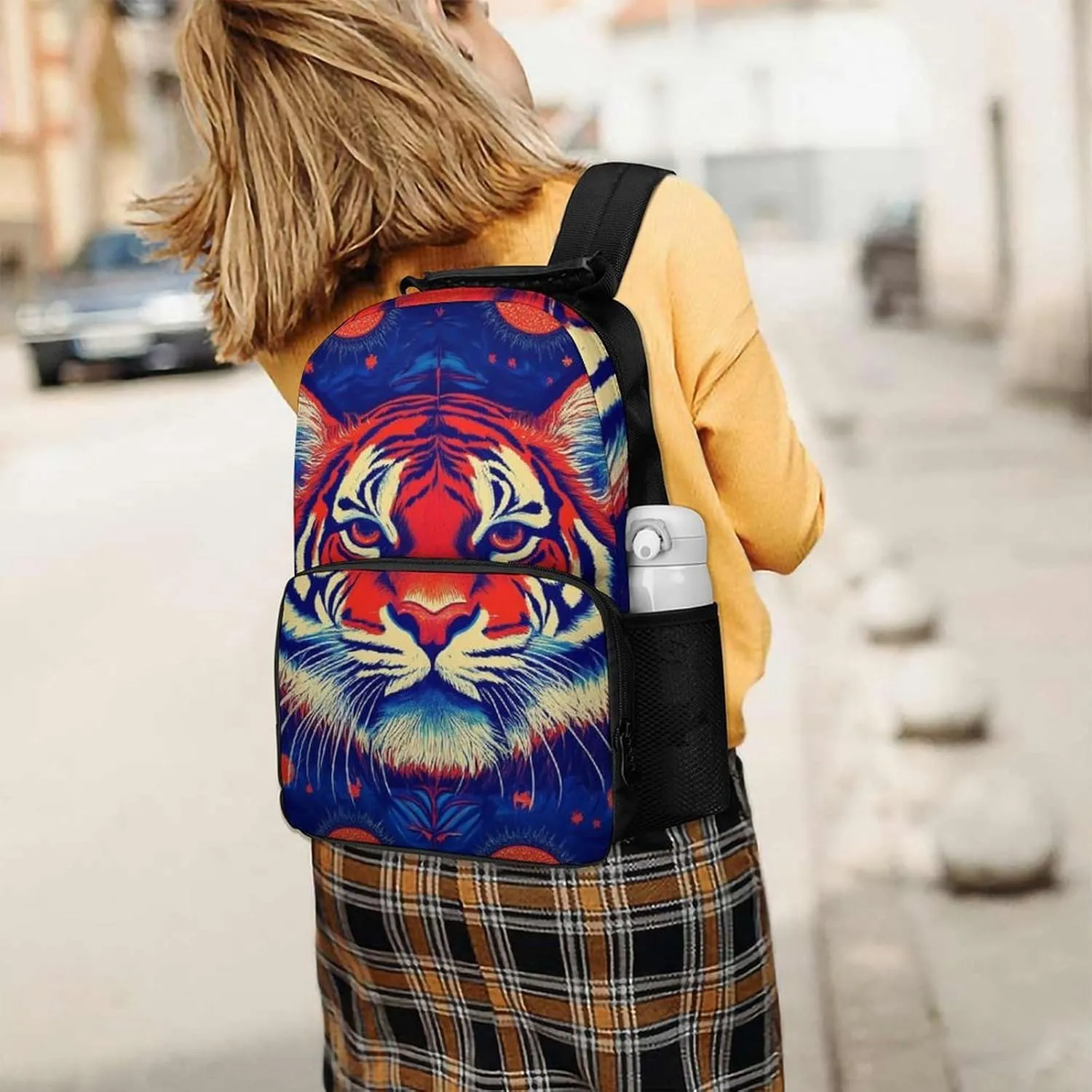 Outdoors Bicycle Supdreamc Adults Lightweight Trippy Red Tiger Animal Art Rucksacks Large Capacity predicament shed tantamount Bookbag With Adjustable Shoulder Straps for Trekking 