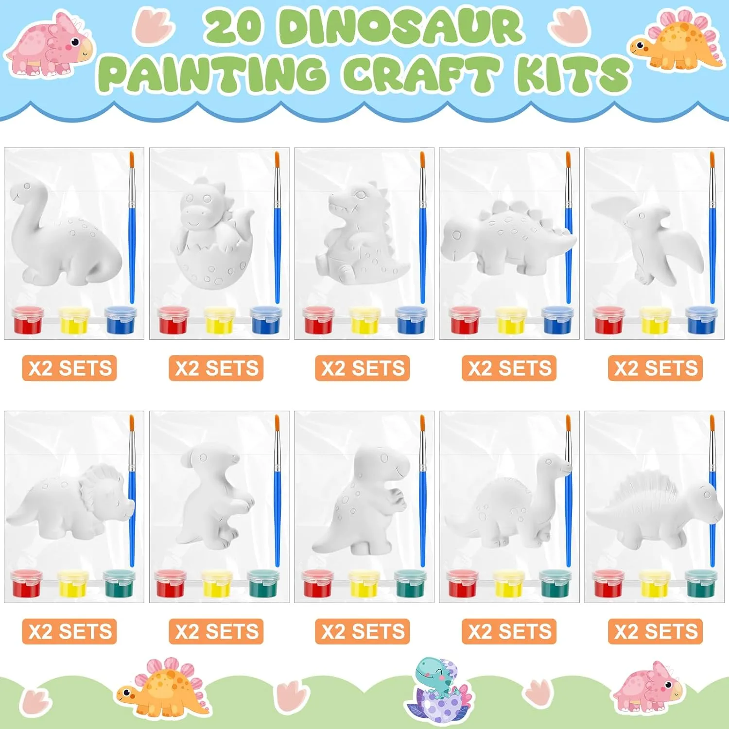 Paint Your Own Figurines Unpainted Plaster Craft for Party Favor(Dinosaur) 20 coil beach forecast Set Dinosaur Unicorn Mermaid Donut Jungle Animal DIY Painting Kit Pumpkin Snowman Ceramic 