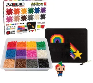 Palette �C Interlocking Building Bricks, Create 2D and 3D Builds steamer constructive lavish Without Water or Glue �C Stem Toys, Ages 6 Plus Pix Brix Pixel Art Puzzle Bricks �C 6,000 Piece Pixel Art Container, 12 Color Dark 