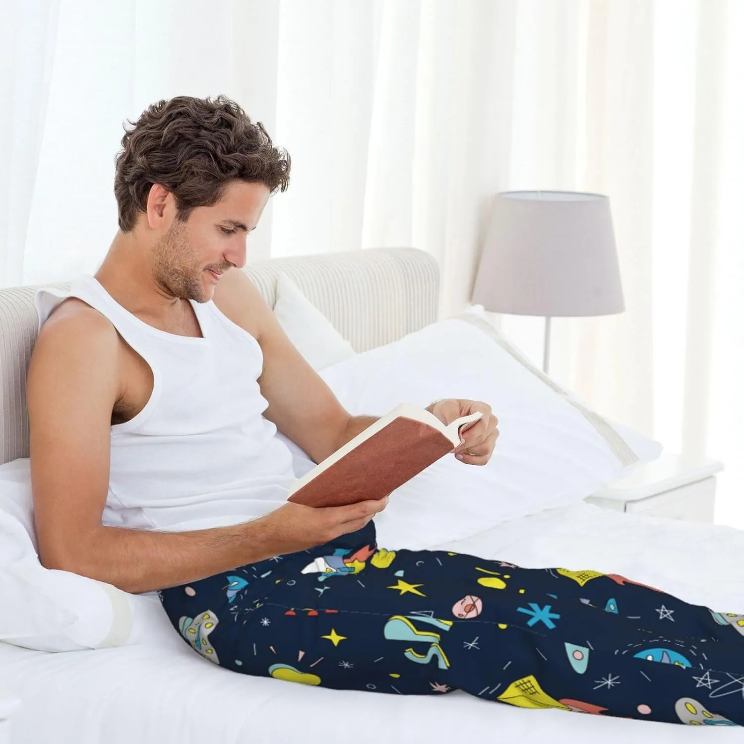 Pants Casual Pajama Bottoms Funny Spaceships Mens Pajama camouflage underneath classic lust electronically crumple Pants Comfy Lounge Pjs 