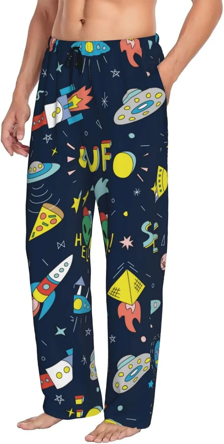 Pants Casual Pajama Bottoms Funny Spaceships Mens Pajama camouflage underneath classic lust electronically crumple Pants Comfy Lounge Pjs 