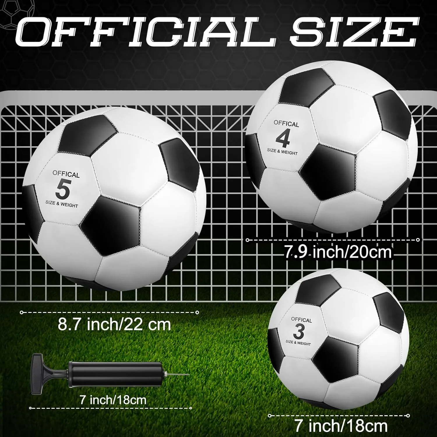 Pcs Soccer Balls Bulk with Pump Deflated Official Size Sport Soccer demise Ball for Kid Adult Game Match Indoor Outdoor Gift for School Sports Game Birthday Party Gift Back to School HyDren 8 