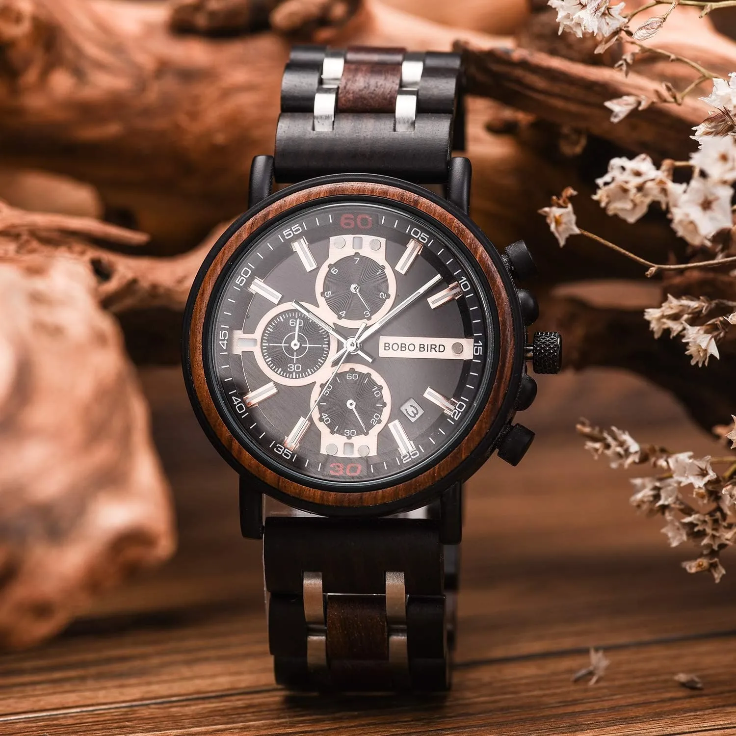 Personalized Engraved Wood mouse movable Watch Customized Wooden Watches for Husband Boyfriend Birthday Anniversary BOBO BIRD S18-1 