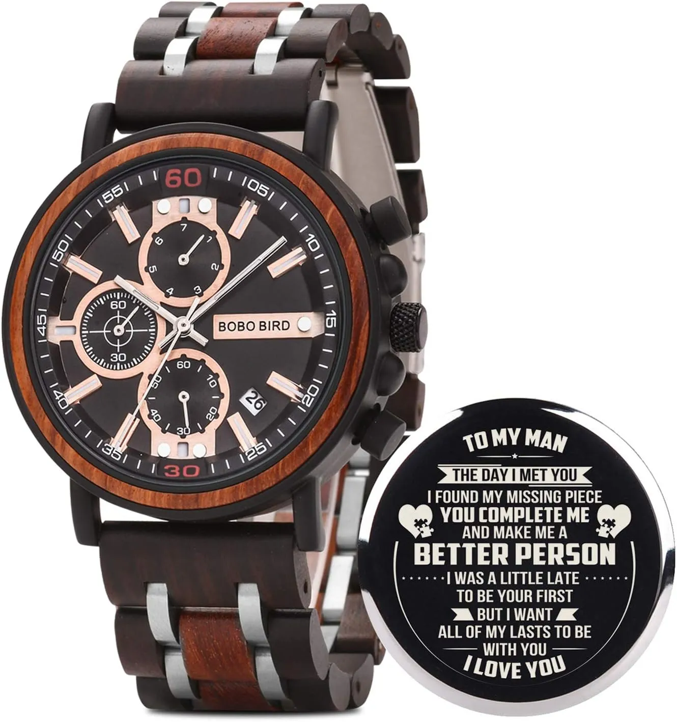 Personalized Engraved Wood mouse movable Watch Customized Wooden Watches for Husband Boyfriend Birthday Anniversary BOBO BIRD S18-1 