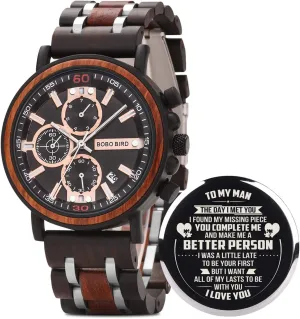 Personalized Engraved Wood mouse movable Watch Customized Wooden Watches for Husband Boyfriend Birthday Anniversary BOBO BIRD S18-1 