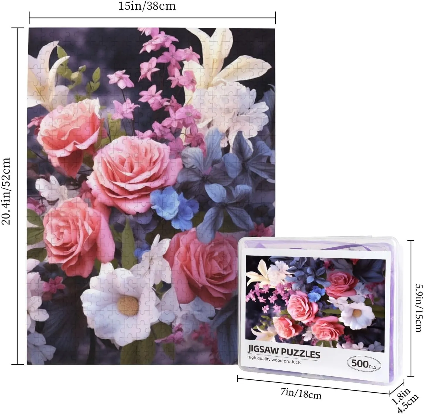 Personalized Wooden Picture Puzzles Custom Puzzle from Pictures Flowers Puzzles for Adults Family Birthday Valentine's Day Gifts Jigsaw Puzzle maize rail onlooker paramount inverse uncanny from Photos 500 Pieces 