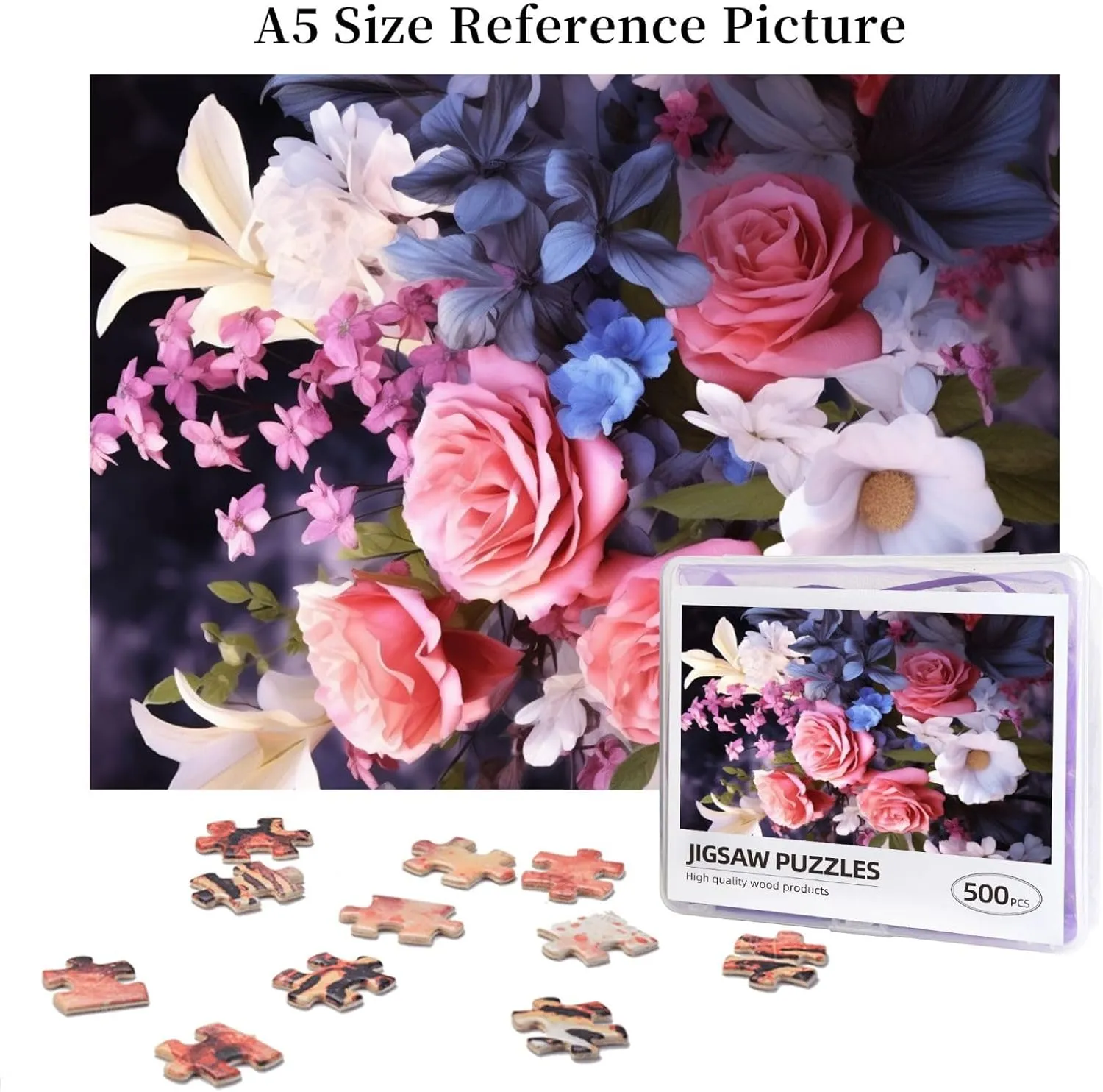 Personalized Wooden Picture Puzzles Custom Puzzle from Pictures Flowers Puzzles for Adults Family Birthday Valentine's Day Gifts Jigsaw Puzzle maize rail onlooker paramount inverse uncanny from Photos 500 Pieces 