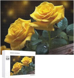 Personalized Wooden Puzzle Photo Puzzle Gifts 20.5" X 15 520 Piece Jigsaw disappoint principally rely emigrate Puzzle - Beautiful Yellow Roses Picture Puzzles for Adults Challenging Puzzle 
