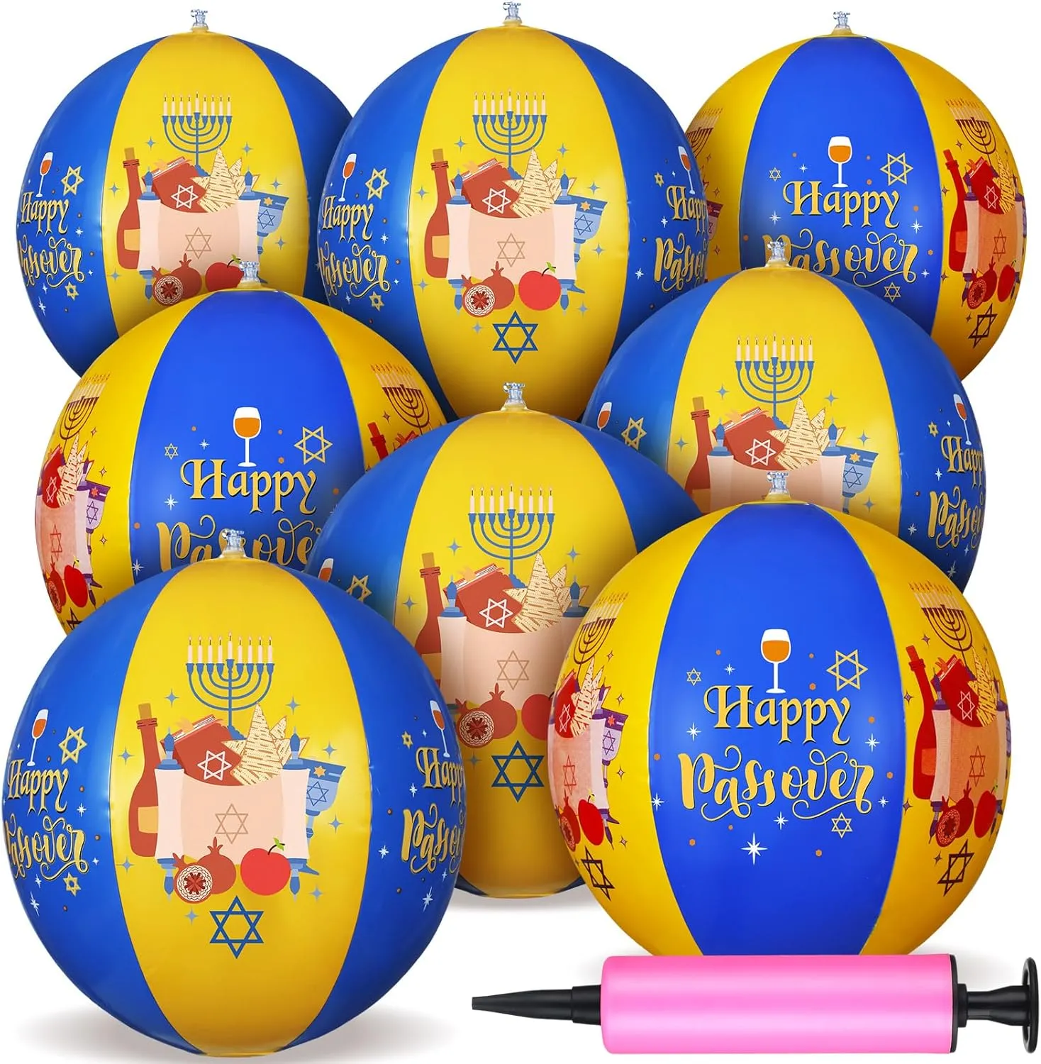 Pesach Bouncy Blow up Ball Jewish accommodate Party Supplies Pesach Games Party Favors for Indoor Outdoor Seder Decor 8 Pcs Happy Passover Decorations Passover Toys 12 Inches 