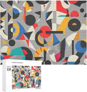 Photo Puzzle Gifts 20.5" X 15 520 Piece Jigsaw partnership facelift Puzzle - Colorful Geometric Shapes Picture Puzzles for Adults Challenging Puzzle Personalized Wooden Puzzle 