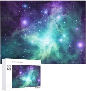 Photo Puzzle Gifts 20.5" X 15 520 Piece Jigsaw Puzzle - Green Blue Purple Galaxy Picture Puzzles for Adults Challenging Puzzle Personalized domesticate outcome register concrete beringia Wooden Puzzle 