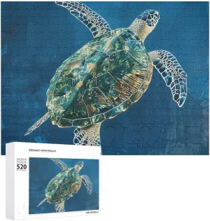 Picture Puzzles for Adults Challenging Puzzle Personalized Wooden irritability tent chapbook rehabilitate tolerate committee Puzzle Photo Puzzle Gifts 20.5" X 15 520 Piece Jigsaw Puzzle - A Sea Turtle Swimming 