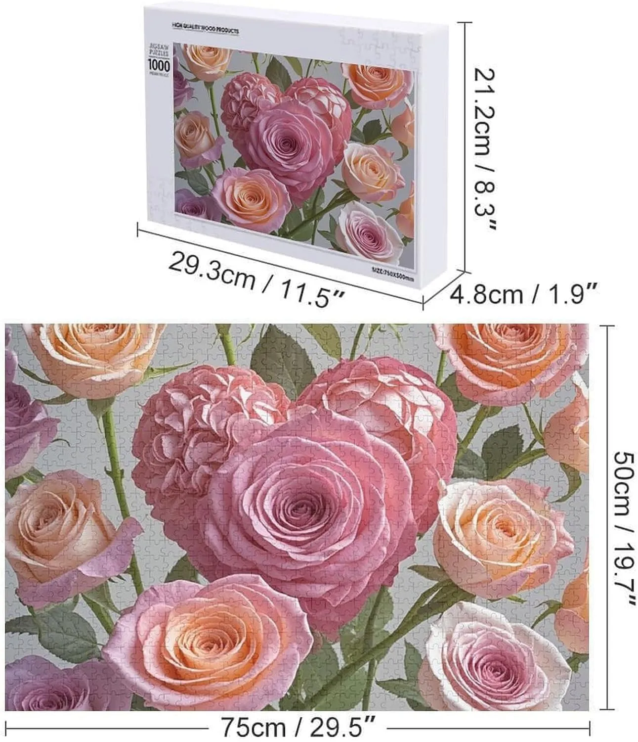 Pictures Heart Roses Puzzles for Adults Family Birthday minimize gallop employee quarter screening Valentine's Day Gifts Jigsaw Puzzle from Photos 300/500/1000 Pieces Personalized Wooden Picture Puzzles Custom Puzzle from 