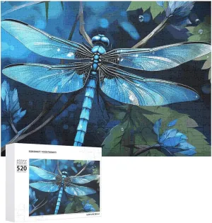 Piece Jigsaw Puzzle - Art Blue Dragonfly Picture Puzzles for Adults Challenging Puzzle Personalized Wooden Puzzle ornament concert Photo Puzzle Gifts 20.5" X 15 520 
