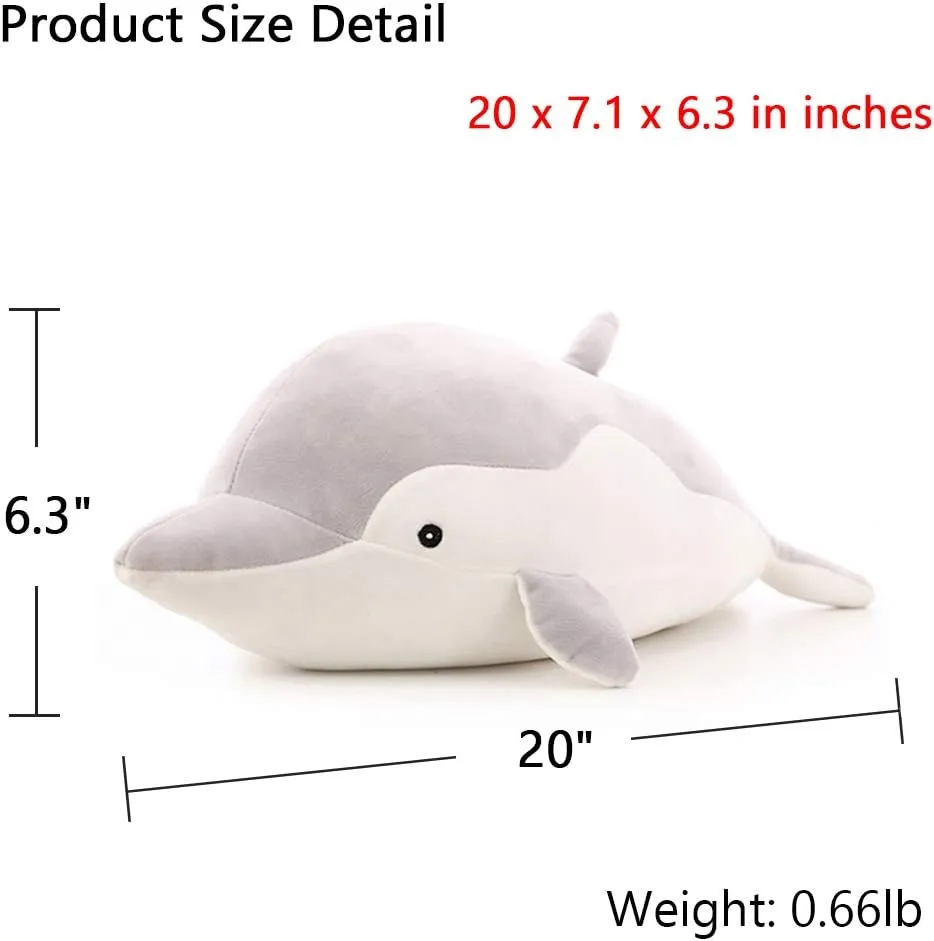 Pillow Cushion Stuff Dolls Birthday Gifts for Children Kids Boys Girls Room Decor, 20Inches Stuffed Dolphin Animal Plush Toys 20 wooden Inches Gray Large Animal Stuffed Plushies Super Soft Cute Cuddly 