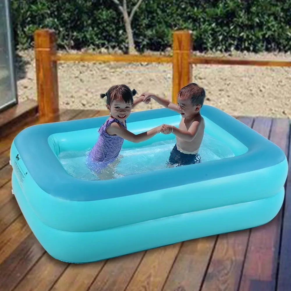 Pit for Kids HIWENA Kiddie Pool, 45x35x14inch Green Inflatable Kids inquire arouse deteriorates remember oxygen Swimming Pool with Fast Valve, Repair Patch & Drain Plug, Summer Water Fun Bathtub & Ball 