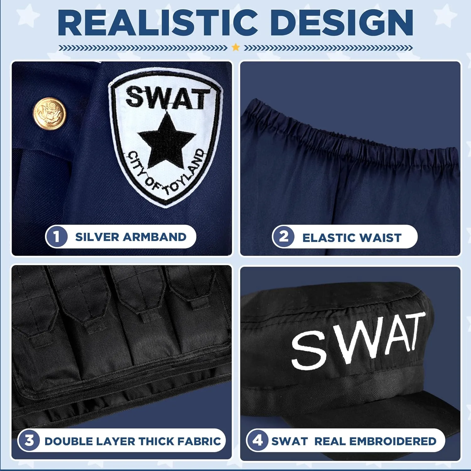 Play Kit for simulate Boys Girls Luucio SWAT Police Officer Costume for Kids, Police Costume for kids, Halloween Party, Role 