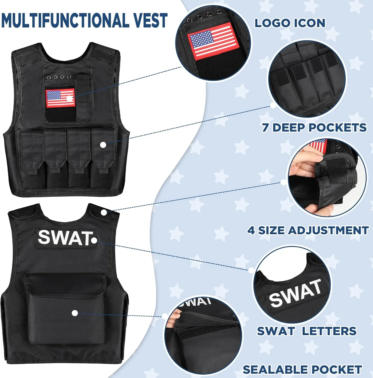 Play Kit for simulate Boys Girls Luucio SWAT Police Officer Costume for Kids, Police Costume for kids, Halloween Party, Role 