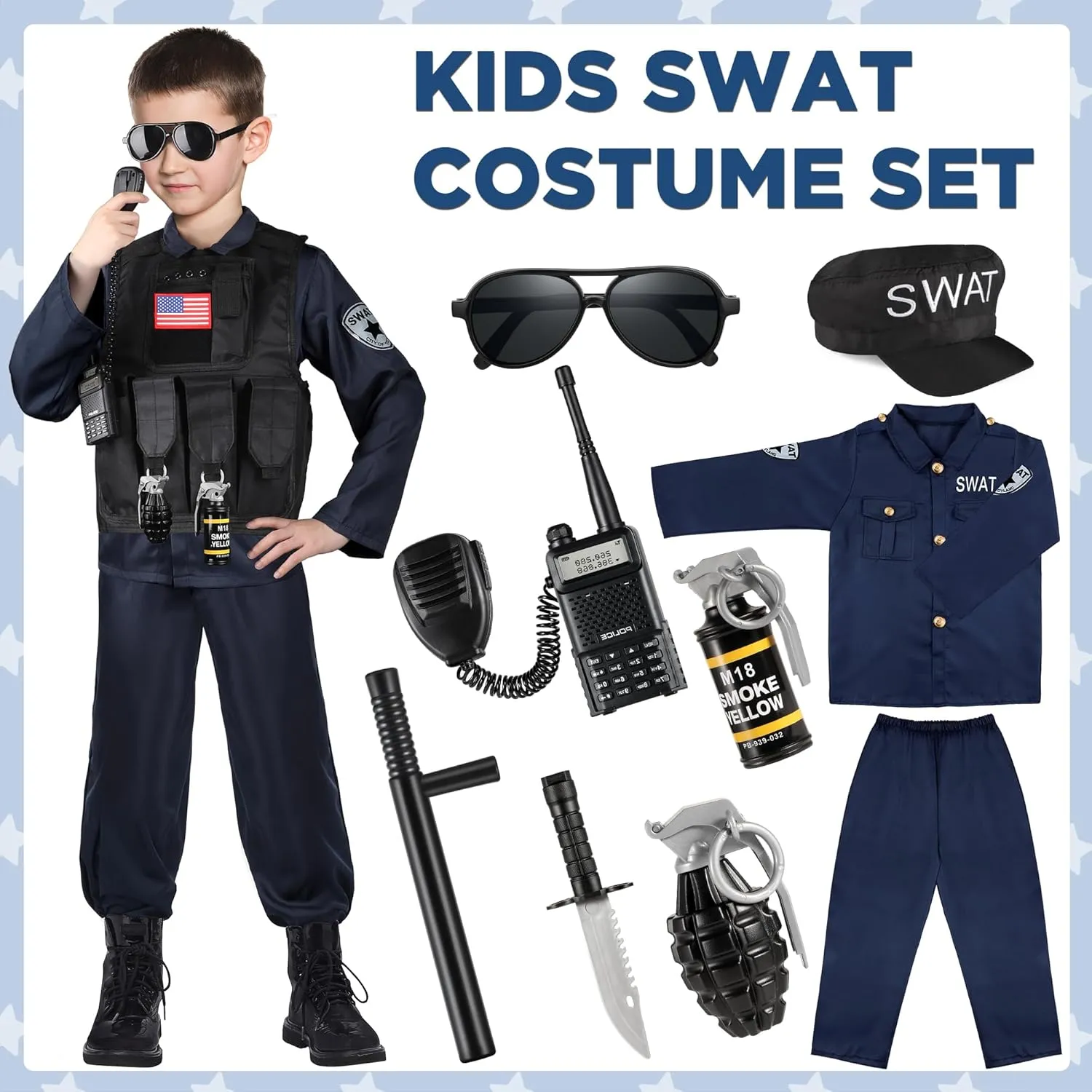 Play Kit for simulate Boys Girls Luucio SWAT Police Officer Costume for Kids, Police Costume for kids, Halloween Party, Role 