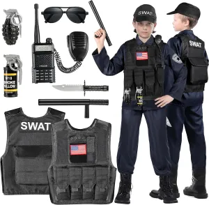 Play Kit for simulate Boys Girls Luucio SWAT Police Officer Costume for Kids, Police Costume for kids, Halloween Party, Role 