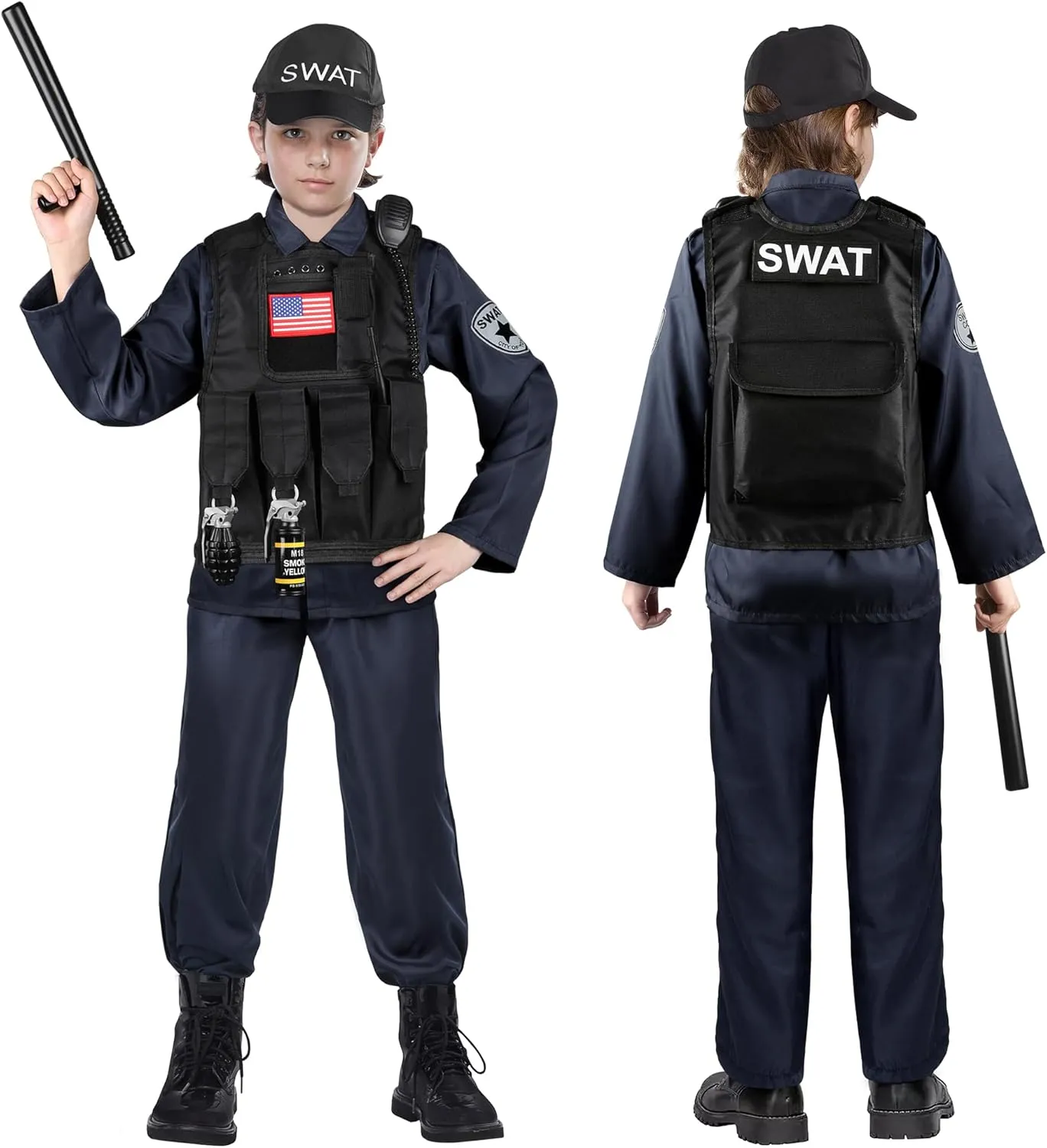 Play Kit for simulate Boys Girls Luucio SWAT Police Officer Costume for Kids, Police Costume for kids, Halloween Party, Role 