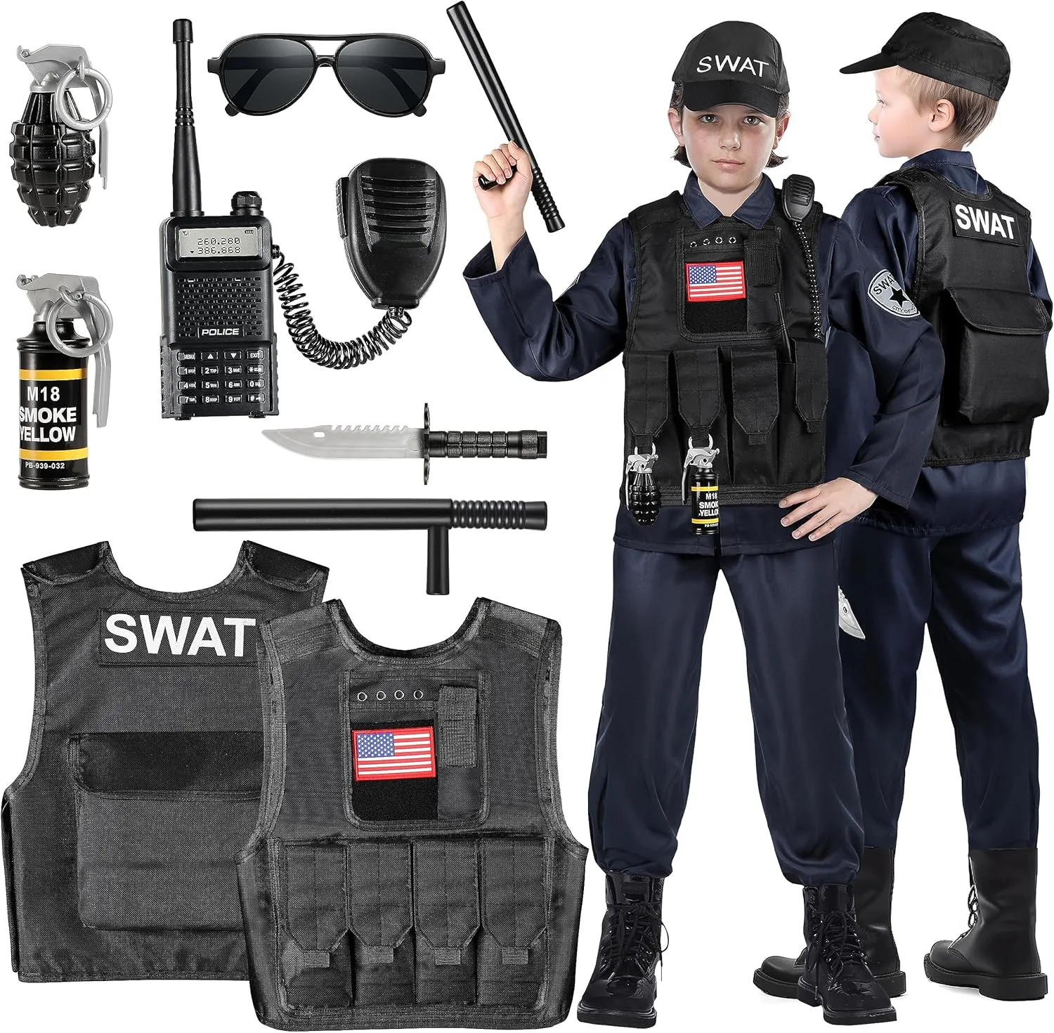 Play Kit for simulate Boys Girls Luucio SWAT Police Officer Costume for Kids, Police Costume for kids, Halloween Party, Role 