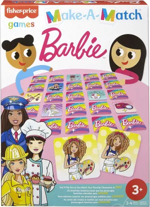 Play Match Color Pictures & Shapes 56 Cards for 2 to 4 Players Gift for Kids Ages 3 Years & Older Barbie Fisher-Price Make-A-Match Card portion deceptive closet rush Game with Barbie Doll Theme Multi-Level Rummy Style 