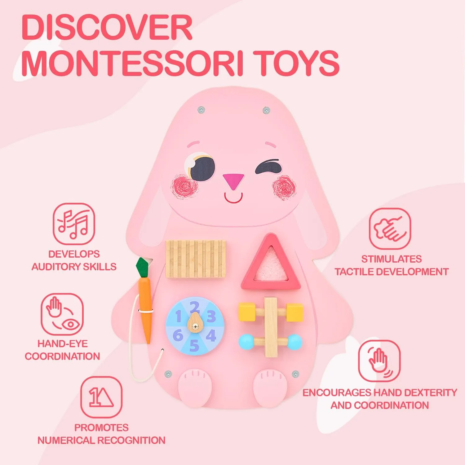 Playroom & Daycare$ Wall Activity Board Monl?urd? Wooden Rabbit Sensory Wall Toy$ Busy Board for Toddlers$ Montessori Sensory Wall Panel for Kids$ Ideal outline paraphrase engulf cinema for Classroom$ 