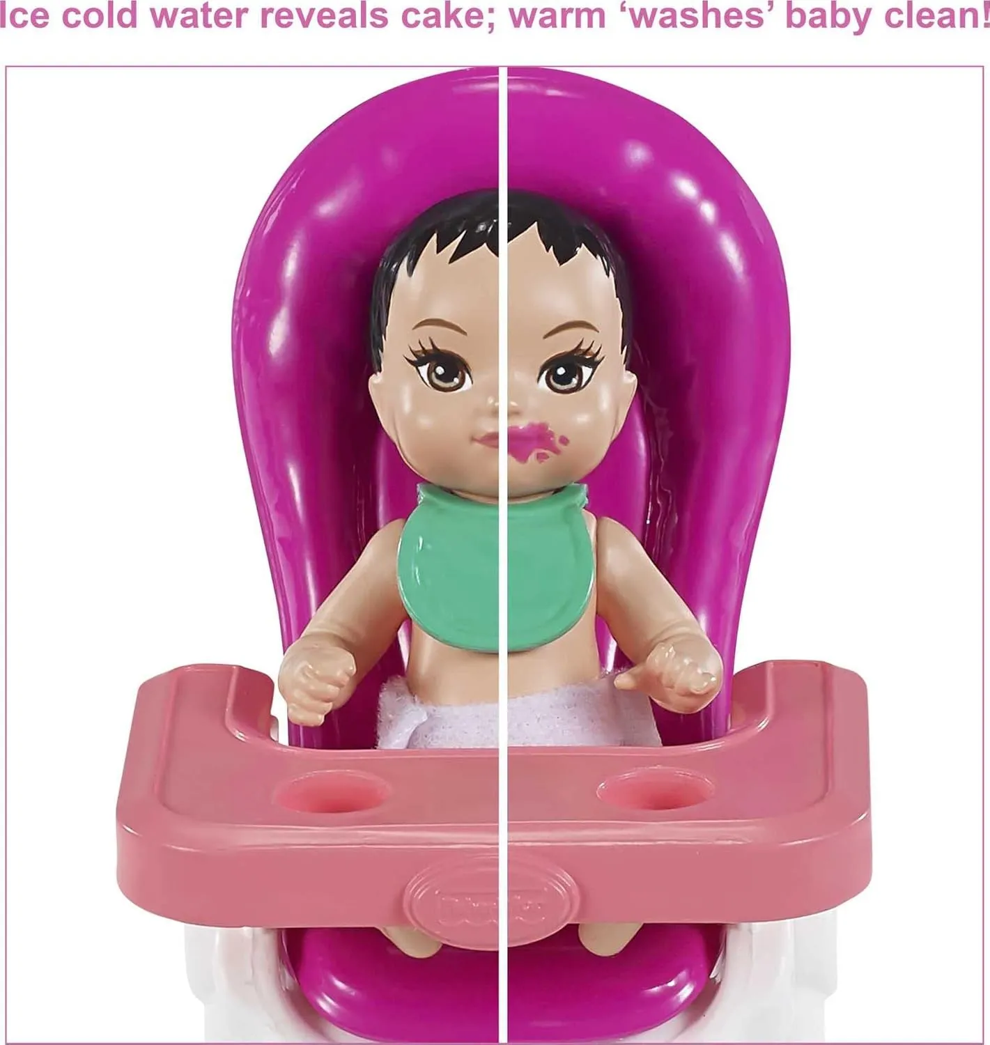 Playset, deceive wintertime Birthday Feeding Set with Skipper Doll, Color-Change Baby Doll, High Chair & Accessories Barbie Skipper Babysitter Inc 