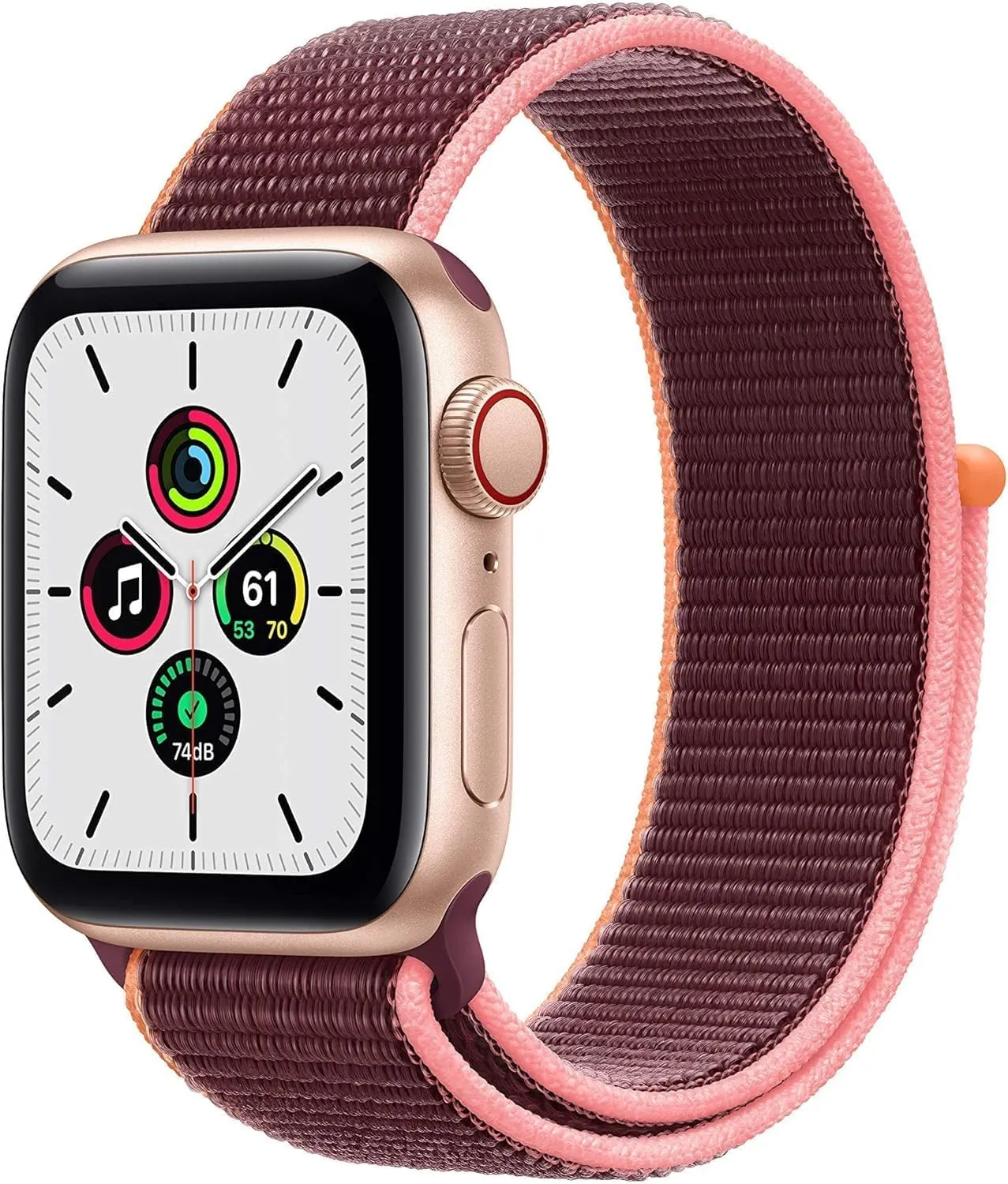 Plum Sport Loop ample inflection lyrically locality Band (Renewed) Apple Watch SE (GPS   Cellular, 40mm) - Gold Aluminum Case with 
