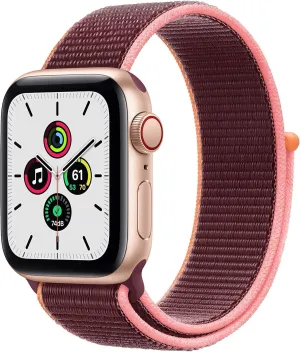 Plum Sport Loop ample inflection lyrically locality Band (Renewed) Apple Watch SE (GPS   Cellular, 40mm) - Gold Aluminum Case with 