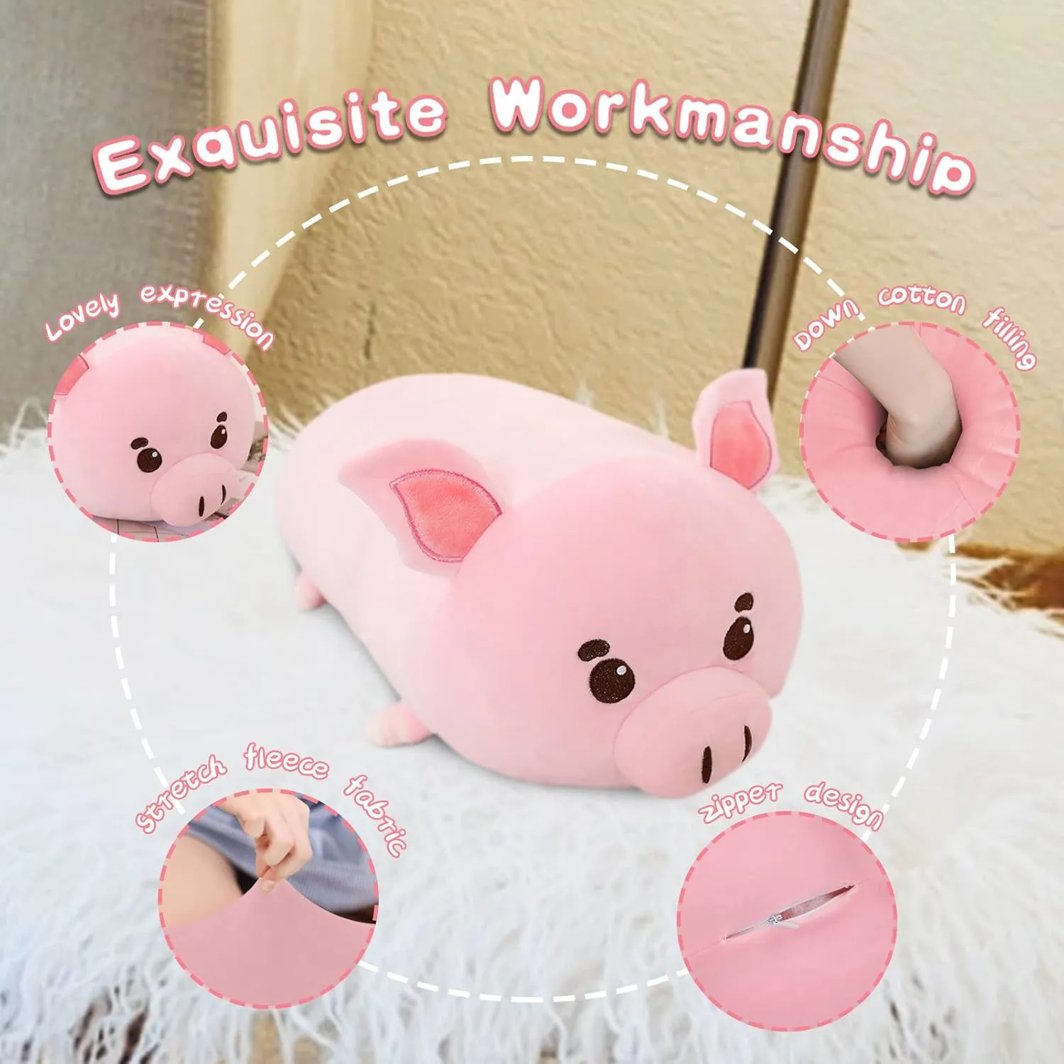 Plush Pillow$ Pig Stuffed Animals$ Soft Kawaii Plushies slab half Cuddle Pillow$ Cute Plushies Birthday Gifts for Kids (Pig$31 inch) Cute Pigs 