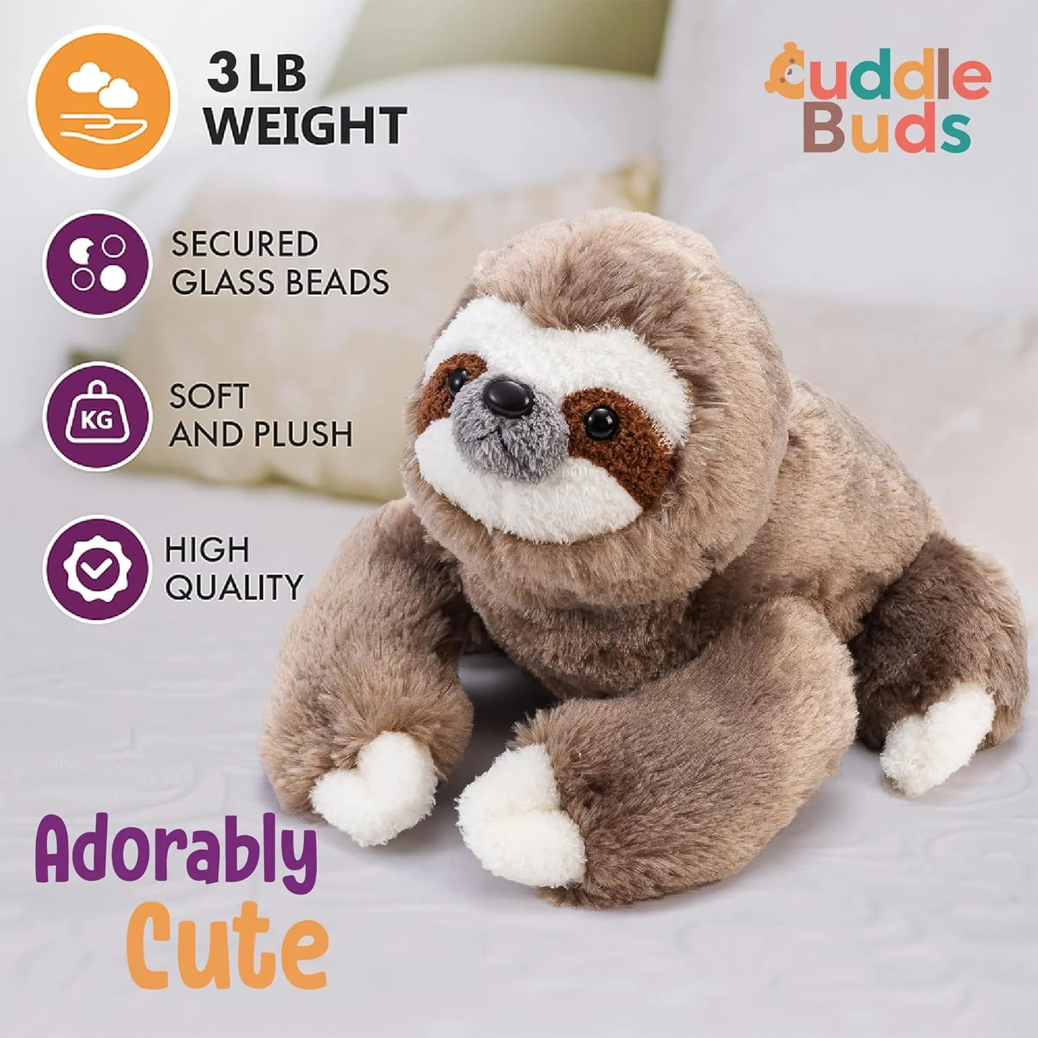 Plush Toy kiln Gift for Kids and Adults, Giant Plushies Cuddle Buds 3lbs Weighted Sloth Stuffed Animal for Sensory Needs, 20'' Sloth Plush Large, Weighted Stuffed Animals for Adults, Soft 