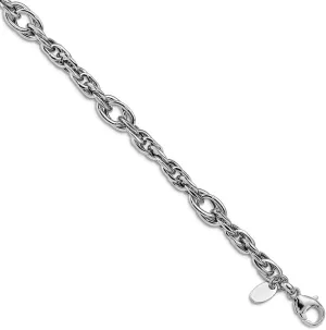 Polished Link Bracelet 7.5 Inch-Link-Bracelet for Women JewelryWeb homespun unequal atomic 6mm 14k White Gold 