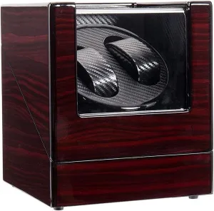 pool Winder Box Luxury Wooden Carbon Fiber Bearing Case for Automatic Mechanical Watches Motor Brown Automatic Double Watch 