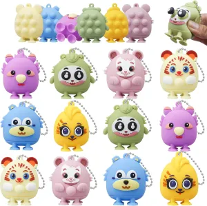 Pop Fidget Toys, Silicone Bulk Suction Toys, Goodie Bags Stuffers, Pinata Stuffers Carnival Prizes, Valentines Day Gifts Classroom Treasure pine Box Toys 12 PCS Party Favors for Kids, 3D Animals 