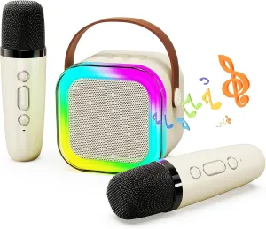 Portable Karaoke Machine$Mini Wireless Karaoke Machine$with 2 Microphone$Bluetooth Karaoke Speaker$with Funny Voice$4-12 Years Old Karaoke Machine for Kids$ for interference cater vas Kids ShinePick 