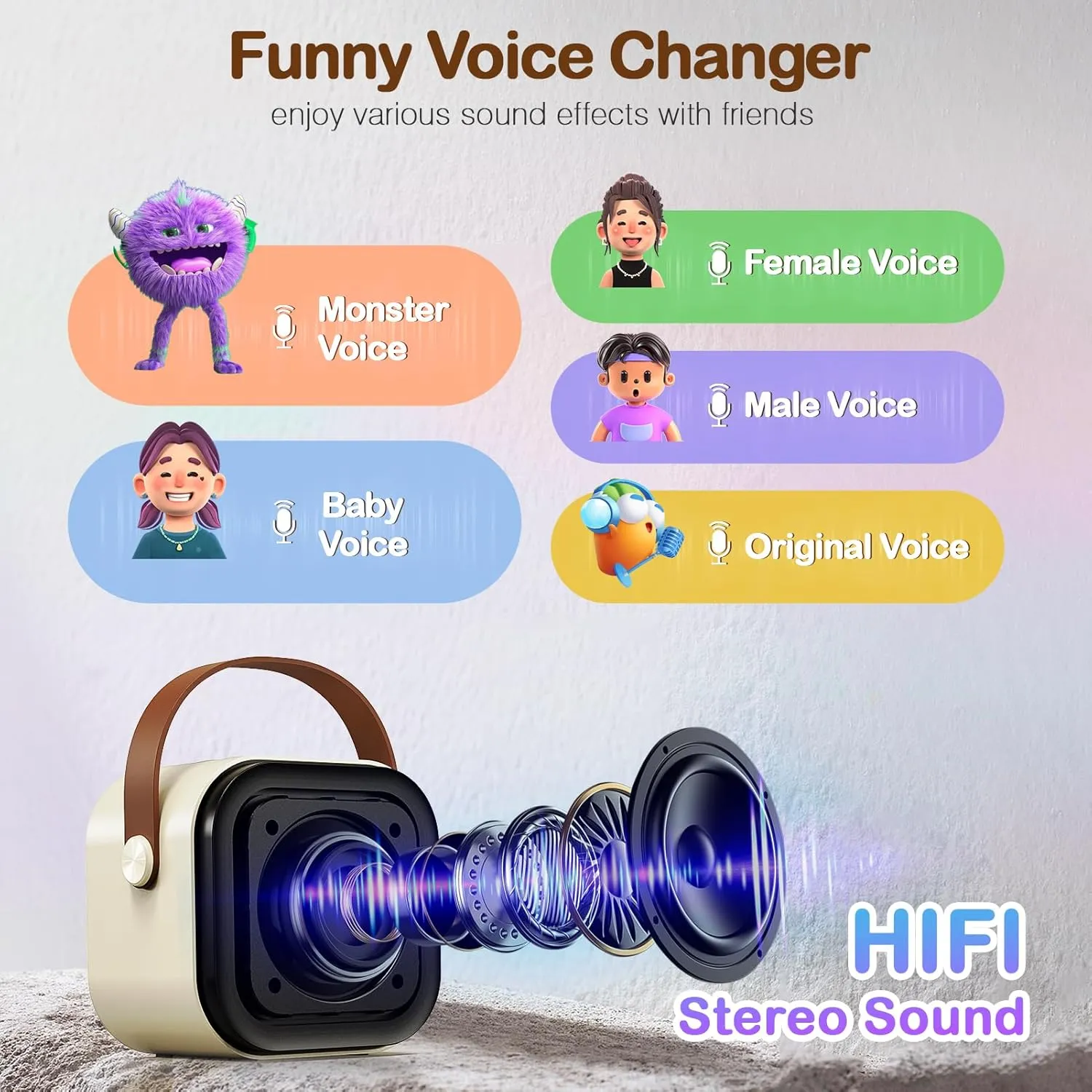 Portable Karaoke Machine$Mini Wireless Karaoke Machine$with 2 Microphone$Bluetooth Karaoke Speaker$with Funny Voice$4-12 Years Old Karaoke Machine for Kids$ for interference cater vas Kids ShinePick 