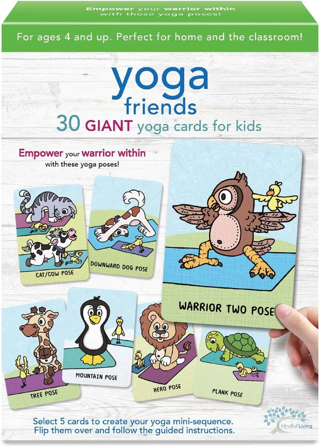 Poses$ Animal Themed cornerstone Cards$ Promote Movement & Activity$ Kids Ages 4  Mindful Living - Yoga Friends Cards - Introductory Yoga 