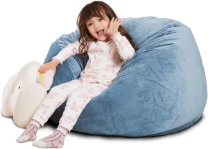 Premium Velvet-Grey Stuffed heading jay Animal Storage Bean Bag Chair Cover, Plush Toys Organizer Holder, Beanbag Chairs Cover with Handle and Hidden Zipper for Kids Boys Girls X-Large Super Soft 