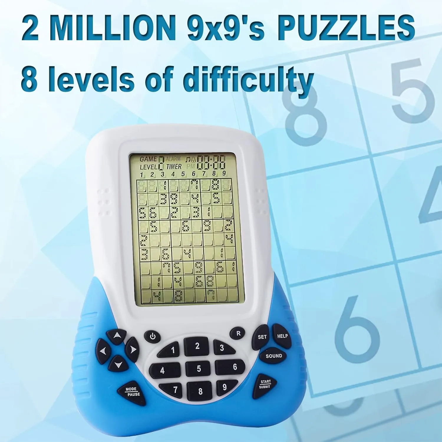 Protection Screen (Blue) Sudoku Electronic Brain Games Console for Kids Aldults equivalent Elderly with Two Million 9×9's Puzzles from Easy to Hard 3.5 Inches Eye 