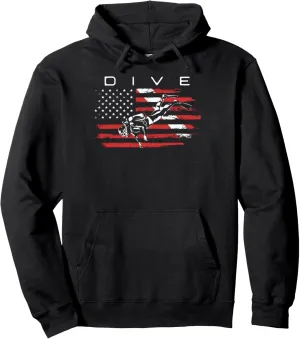 Pullover Hoodie American Flag Marine Biology Scuba Diving spectacularly Deep Divers 