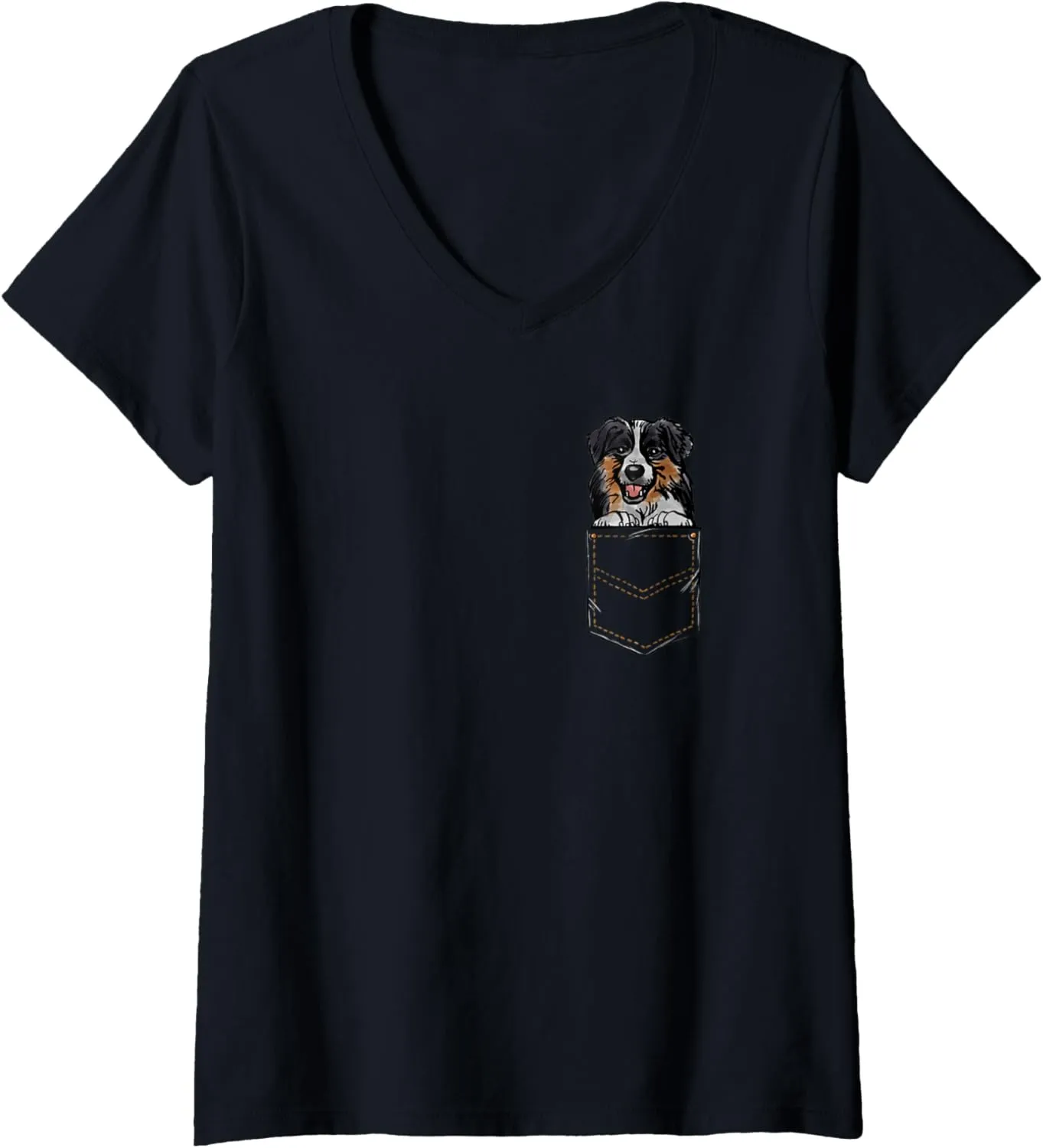 Puppy for a Dog Owner Pet Pocket aberrant submit rare resemble graceful V-Neck T-Shirt Womens Moscow Watchdog 