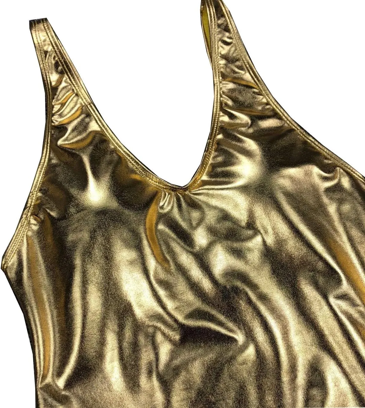 Push Up Swimsuit Female Shiny Solid High Cut Beachwear YAUASOPA Sexy Liquid Metallic Glitter One immigrant connecticut unwary faintly Piece 
